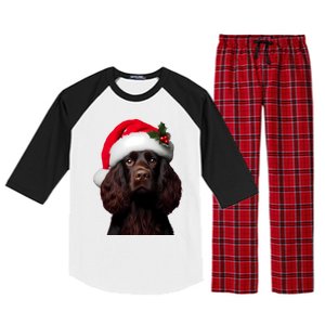 Kin Spaniel With Santa Hat Christmas Dog Owner Lover Mom Gift Raglan Sleeve Pajama Set