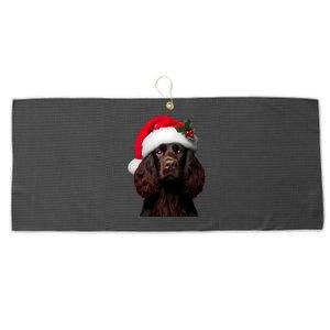 Kin Spaniel With Santa Hat Christmas Dog Owner Lover Mom Gift Large Microfiber Waffle Golf Towel