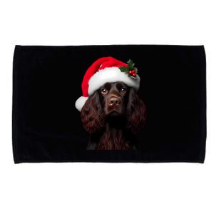 Kin Spaniel With Santa Hat Christmas Dog Owner Lover Mom Gift Microfiber Hand Towel