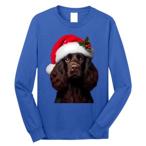 Kin Spaniel With Santa Hat Christmas Dog Owner Lover Mom Gift Long Sleeve Shirt