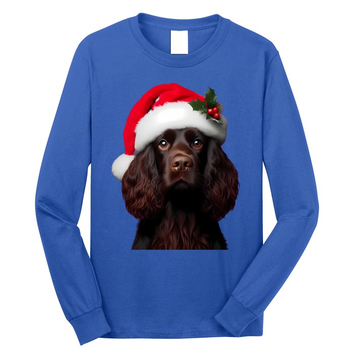 Kin Spaniel With Santa Hat Christmas Dog Owner Lover Mom Gift Long Sleeve Shirt