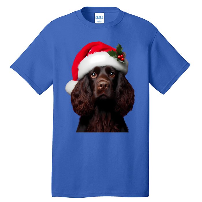 Kin Spaniel With Santa Hat Christmas Dog Owner Lover Mom Gift Tall T-Shirt