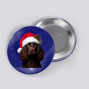 Kin Spaniel With Santa Hat Christmas Dog Owner Lover Mom Gift Button