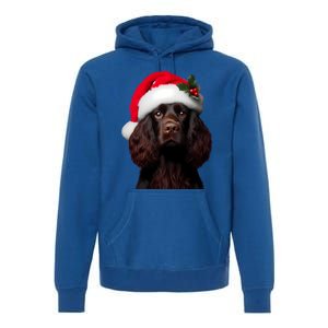 Kin Spaniel With Santa Hat Christmas Dog Owner Lover Mom Gift Premium Hoodie