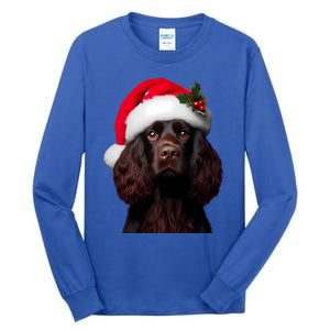 Kin Spaniel With Santa Hat Christmas Dog Owner Lover Mom Gift Tall Long Sleeve T-Shirt