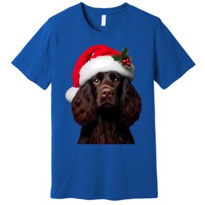 Kin Spaniel With Santa Hat Christmas Dog Owner Lover Mom Gift Premium T-Shirt