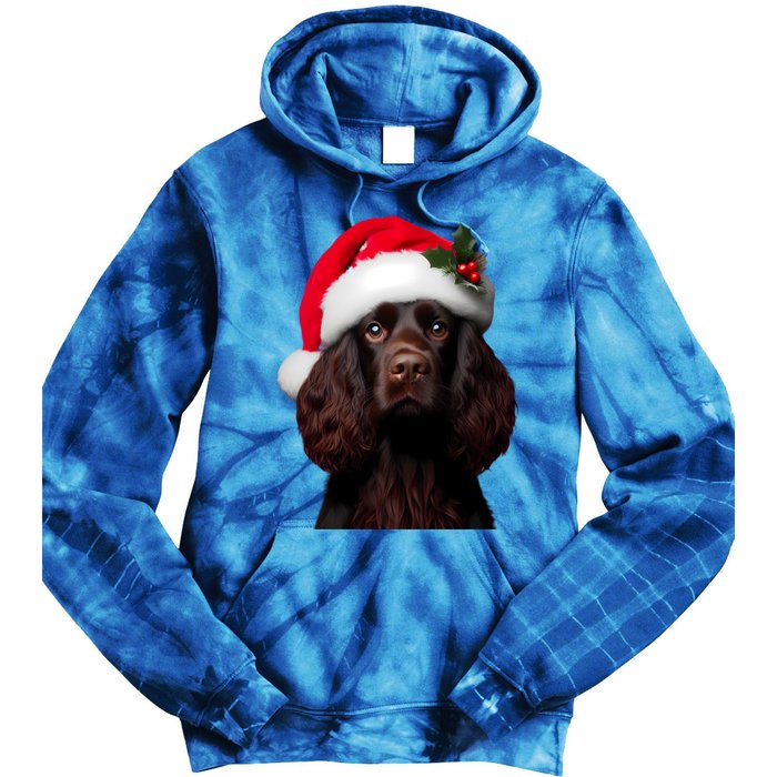 Kin Spaniel With Santa Hat Christmas Dog Owner Lover Mom Gift Tie Dye Hoodie