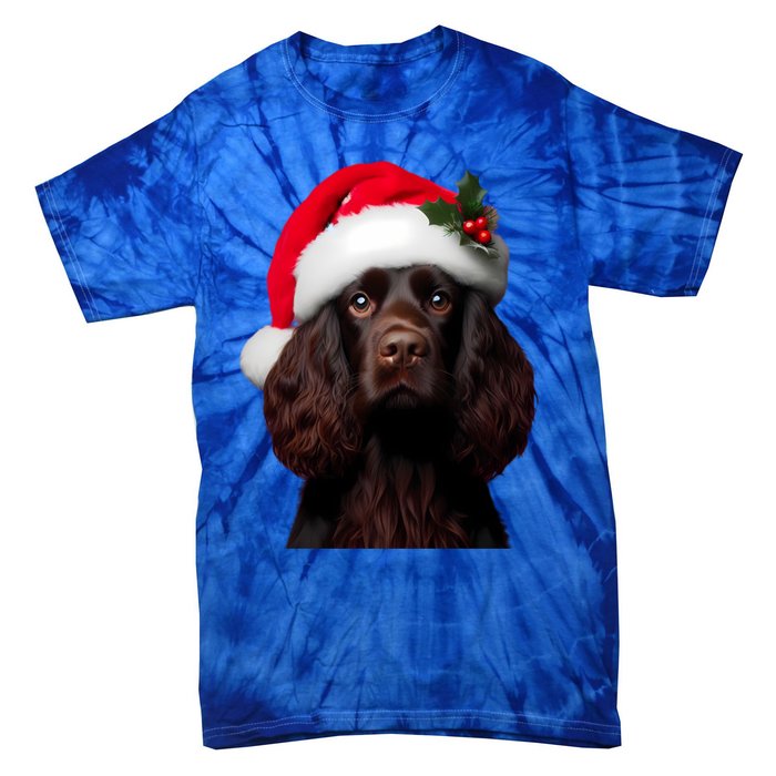 Kin Spaniel With Santa Hat Christmas Dog Owner Lover Mom Gift Tie-Dye T-Shirt