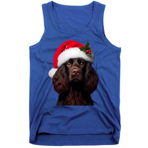 Kin Spaniel With Santa Hat Christmas Dog Owner Lover Mom Gift Tank Top