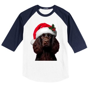 Kin Spaniel With Santa Hat Christmas Dog Owner Lover Mom Gift Baseball Sleeve Shirt