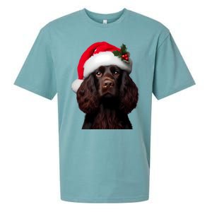 Kin Spaniel With Santa Hat Christmas Dog Owner Lover Mom Gift Sueded Cloud Jersey T-Shirt