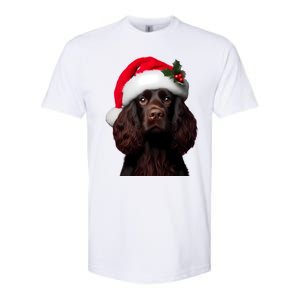 Kin Spaniel With Santa Hat Christmas Dog Owner Lover Mom Gift Softstyle CVC T-Shirt