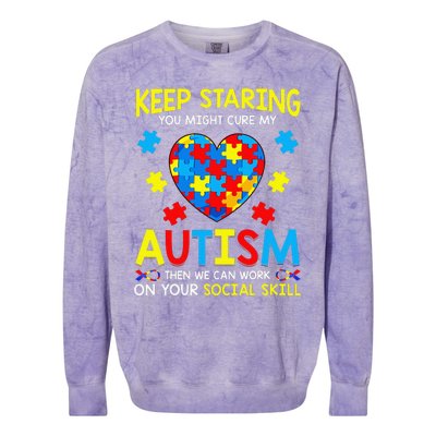 Keep Staring You Might Cure My Autism Puzzle Gift Colorblast Crewneck Sweatshirt