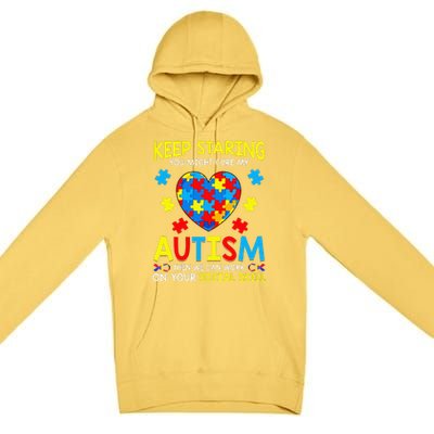 Keep Staring You Might Cure My Autism Puzzle Gift Premium Pullover Hoodie