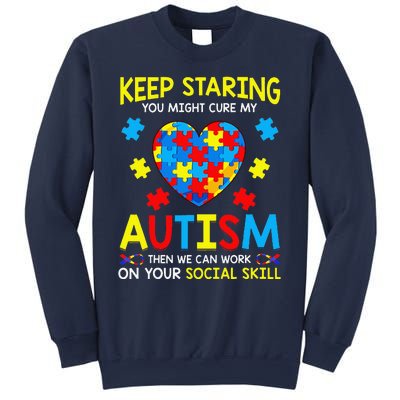 Keep Staring You Might Cure My Autism Puzzle Gift Sweatshirt