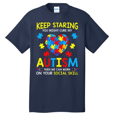 Keep Staring You Might Cure My Autism Puzzle Gift Tall T-Shirt