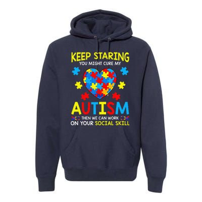 Keep Staring You Might Cure My Autism Puzzle Gift Premium Hoodie