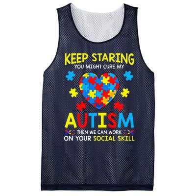 Keep Staring You Might Cure My Autism Puzzle Gift Mesh Reversible Basketball Jersey Tank