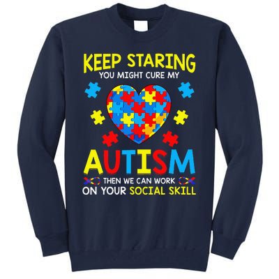 Keep Staring You Might Cure My Autism Puzzle Gift Tall Sweatshirt