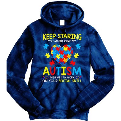 Keep Staring You Might Cure My Autism Puzzle Gift Tie Dye Hoodie