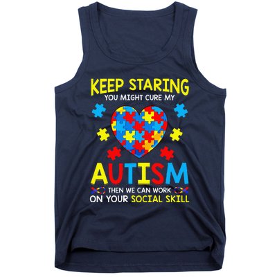 Keep Staring You Might Cure My Autism Puzzle Gift Tank Top