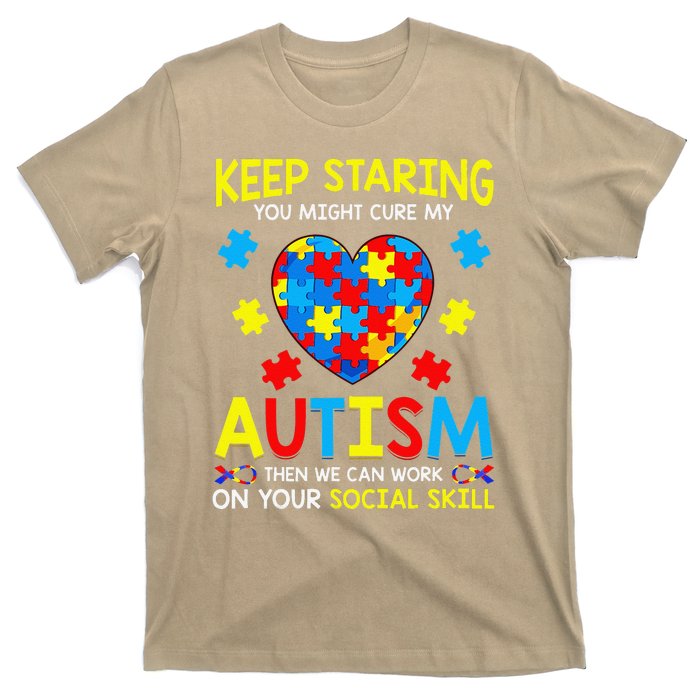 Keep Staring You Might Cure My Autism Puzzle Gift T-Shirt