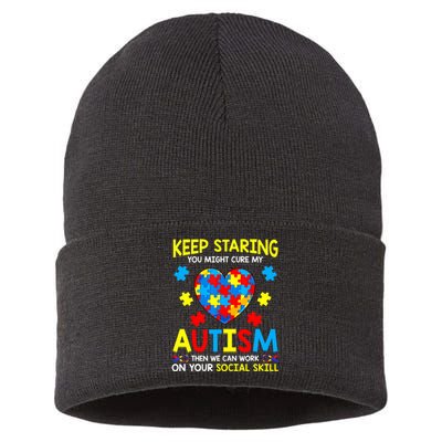 Keep Staring You Might Cure My Autism Puzzle Gift Sustainable Knit Beanie