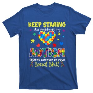 Keep Staring You Might Cure My Autism Awareness Puzzle Gift Meaningful Gift T-Shirt