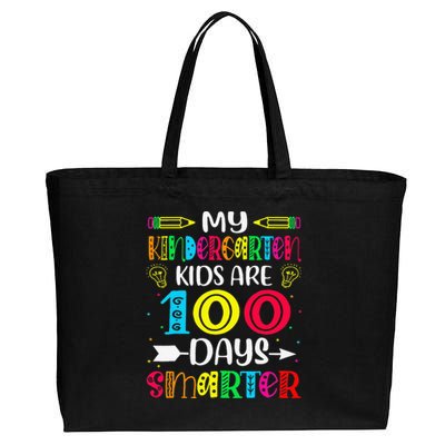 Kindergarten Teacher 100 Days Smarter 100th Day Of School Cotton Canvas Jumbo Tote