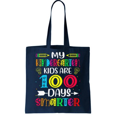 Kindergarten Teacher 100 Days Smarter 100th Day Of School Tote Bag