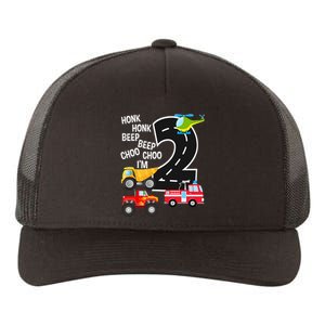 Kids Trucks 2nd Birthday Party Im 2 Year Old Bday Yupoong Adult 5-Panel Trucker Hat