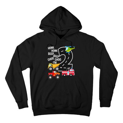 Kids Trucks 2nd Birthday Party Im 2 Year Old Bday Hoodie