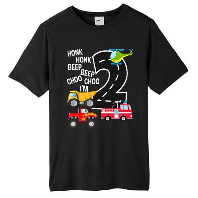 Kids Trucks 2nd Birthday Party Im 2 Year Old Bday Tall Fusion ChromaSoft Performance T-Shirt