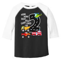 Kids Trucks 2nd Birthday Party Im 2 Year Old Bday Toddler Fine Jersey T-Shirt