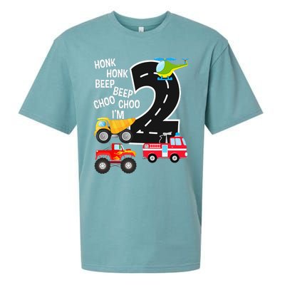 Kids Trucks 2nd Birthday Party Im 2 Year Old Bday Sueded Cloud Jersey T-Shirt