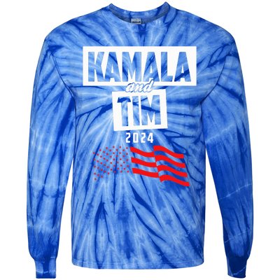 Kamala & Tim 2024 For Kamala Harris Supporters Tie-Dye Long Sleeve Shirt