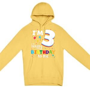 Kids Three 3yr 3th Birthday Happy Birthday Boys Girls 3 Years Old Premium Pullover Hoodie