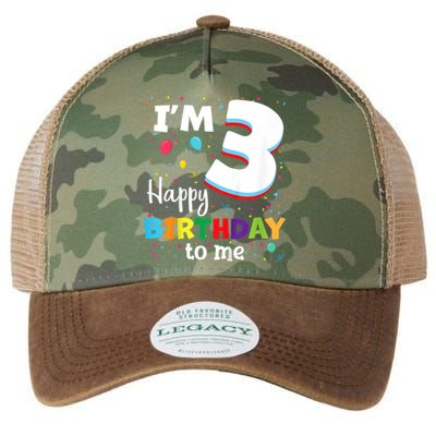 Kids Three 3yr 3th Birthday Happy Birthday Boys Girls 3 Years Old Legacy Tie Dye Trucker Hat