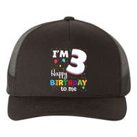 Kids Three 3yr 3th Birthday Happy Birthday Boys Girls 3 Years Old Yupoong Adult 5-Panel Trucker Hat