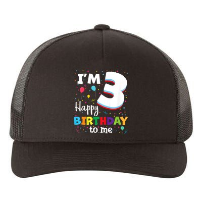 Kids Three 3yr 3th Birthday Happy Birthday Boys Girls 3 Years Old Yupoong Adult 5-Panel Trucker Hat