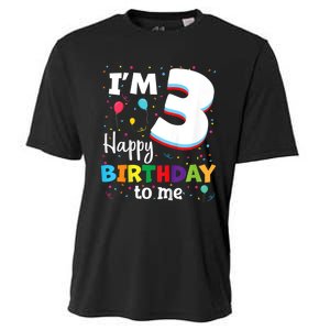 Kids Three 3yr 3th Birthday Happy Birthday Boys Girls 3 Years Old Cooling Performance Crew T-Shirt