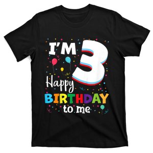 Kids Three 3yr 3th Birthday Happy Birthday Boys Girls 3 Years Old T-Shirt