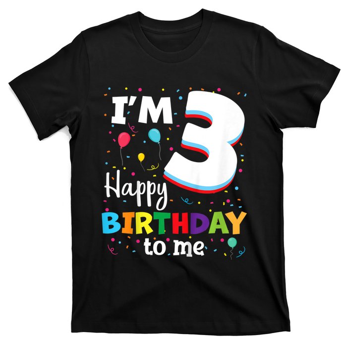 Kids Three 3yr 3th Birthday Happy Birthday Boys Girls 3 Years Old T-Shirt