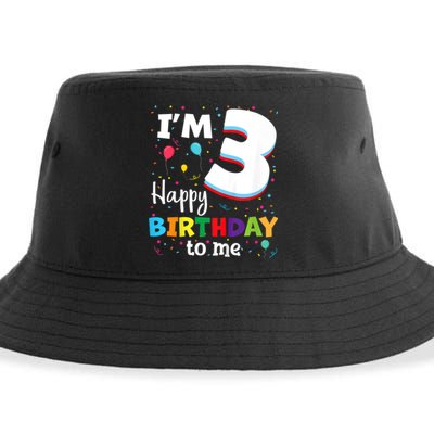 Kids Three 3yr 3th Birthday Happy Birthday Boys Girls 3 Years Old Sustainable Bucket Hat