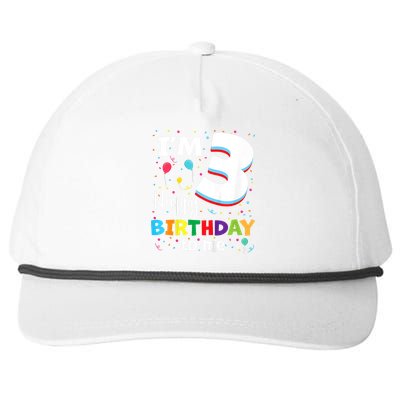 Kids Three 3yr 3th Birthday Happy Birthday Boys Girls 3 Years Old Snapback Five-Panel Rope Hat