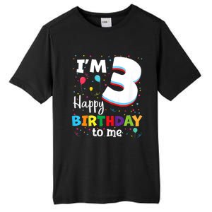 Kids Three 3yr 3th Birthday Happy Birthday Boys Girls 3 Years Old Tall Fusion ChromaSoft Performance T-Shirt