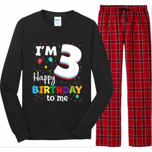 Kids Three 3yr 3th Birthday Happy Birthday Boys Girls 3 Years Old Long Sleeve Pajama Set