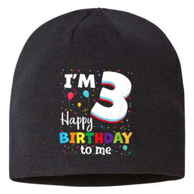 Kids Three 3yr 3th Birthday Happy Birthday Boys Girls 3 Years Old Sustainable Beanie