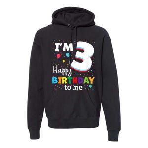 Kids Three 3yr 3th Birthday Happy Birthday Boys Girls 3 Years Old Premium Hoodie