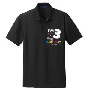 Kids Three 3yr 3th Birthday Happy Birthday Boys Girls 3 Years Old Dry Zone Grid Polo